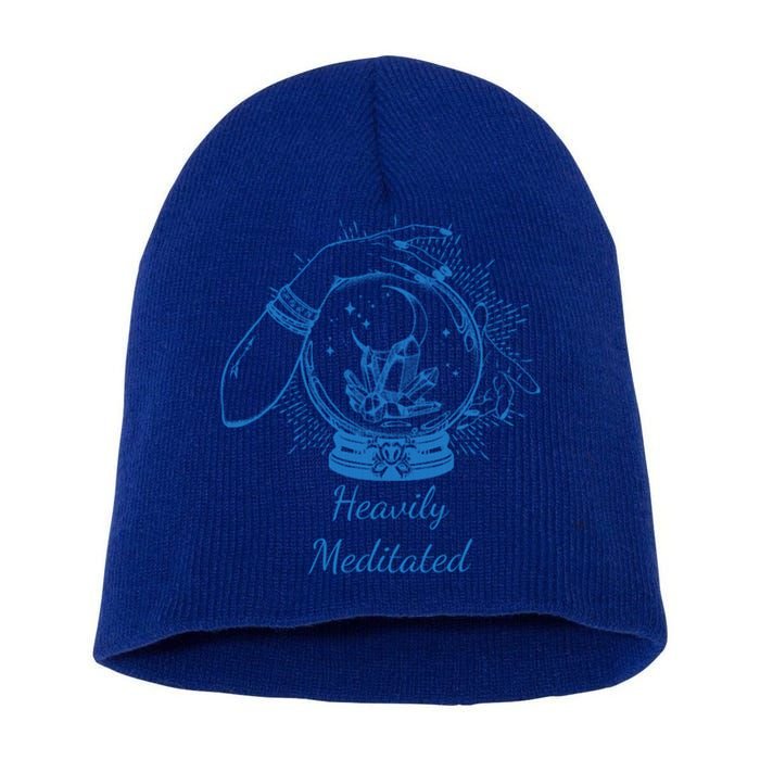 Heavily Meditated Tee Mythical Crystal Ball Art Crystals Cool Gift Short Acrylic Beanie