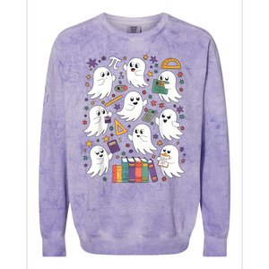 Halloween Math Teacher Ghost Math Teacher Spooky Halloween Colorblast Crewneck Sweatshirt