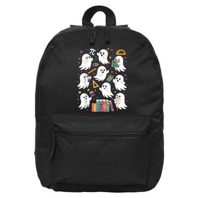 Halloween Math Teacher Ghost Math Teacher Spooky Halloween 16 in Basic Backpack