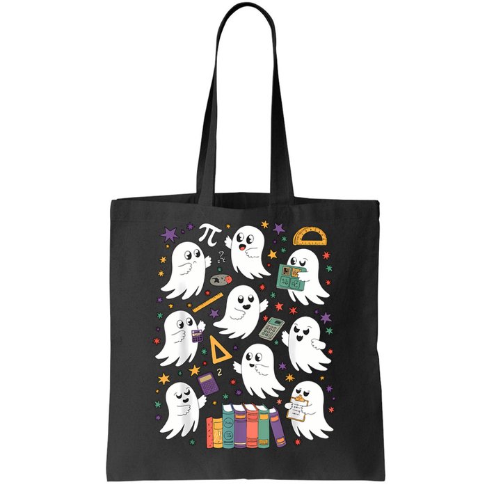 Halloween Math Teacher Ghost Math Teacher Spooky Halloween Tote Bag