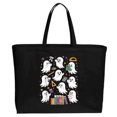 Halloween Math Teacher Ghost Math Teacher Spooky Halloween Cotton Canvas Jumbo Tote