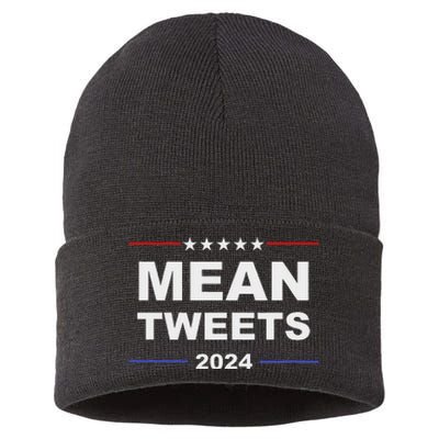 Humorous Mean Tweets & Trump 2024 Political Gear Gop Fans Sustainable Knit Beanie