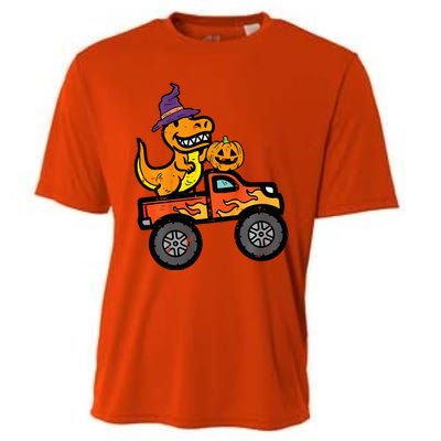 Halloween Monster Truck Dino Trex Costume Cooling Performance Crew T-Shirt