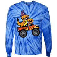 Halloween Monster Truck Dino Trex Costume Tie-Dye Long Sleeve Shirt