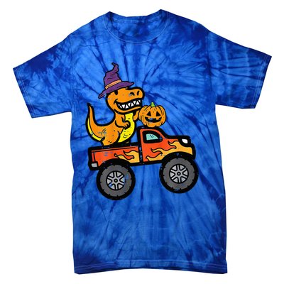 Halloween Monster Truck Dino Trex Costume Tie-Dye T-Shirt