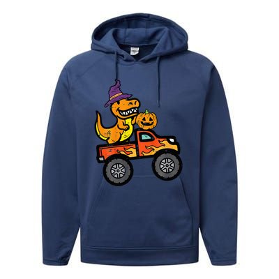 Halloween Monster Truck Dino Trex Costume Performance Fleece Hoodie