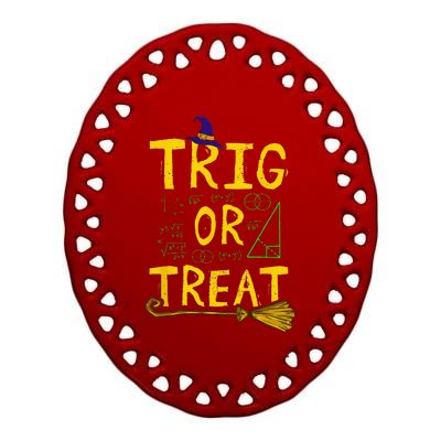 Halloween Math Teacher Trig Or Treat Student School College Ceramic Oval Ornament