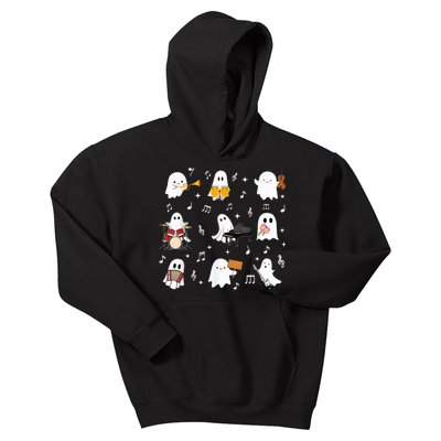 Halloween Music Teacher Ghost Playing Musical Instruments Kids Hoodie