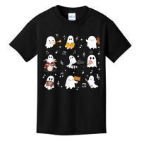 Halloween Music Teacher Ghost Playing Musical Instruments Kids T-Shirt