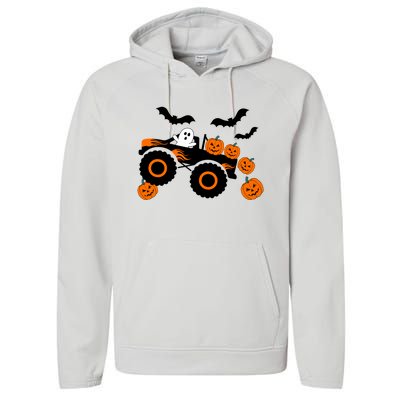 Halloween Monster Truck Ghost S Costume Gift Performance Fleece Hoodie