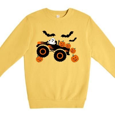 Halloween Monster Truck Ghost S Costume Gift Premium Crewneck Sweatshirt