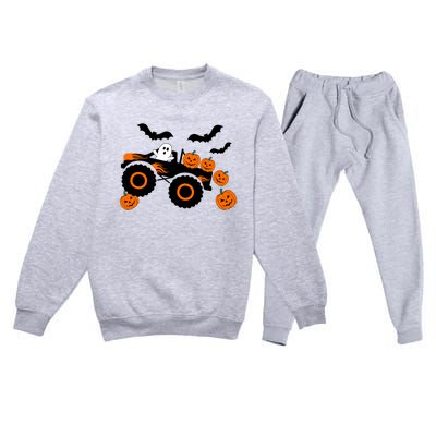 Halloween Monster Truck Ghost S Costume Gift Premium Crewneck Sweatsuit Set