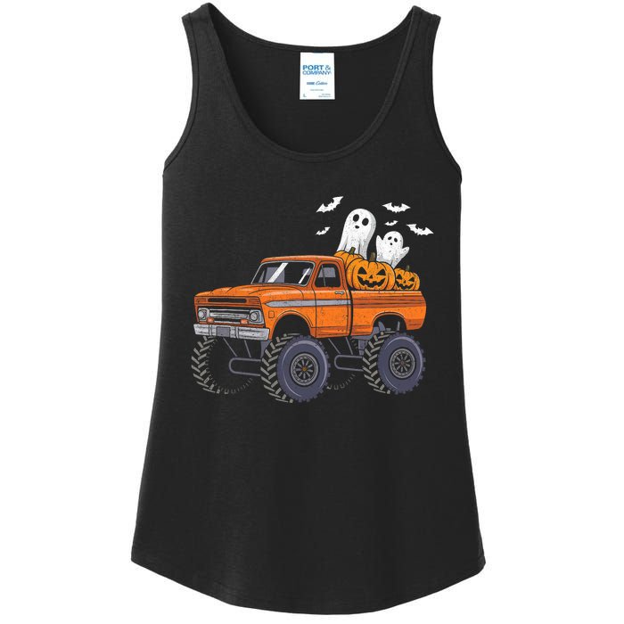 Halloween Monster Truck Ghost Pumpkin Ladies Essential Tank