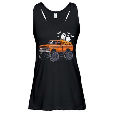 Halloween Monster Truck Ghost Pumpkin Ladies Essential Flowy Tank