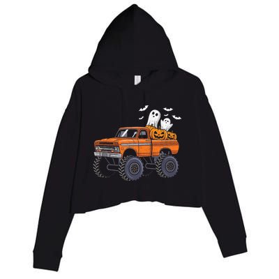 Halloween Monster Truck Ghost Pumpkin Crop Fleece Hoodie