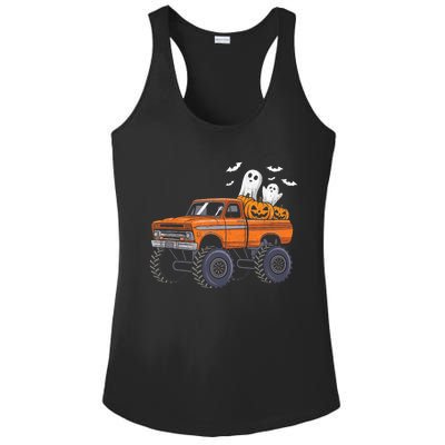 Halloween Monster Truck Ghost Pumpkin Ladies PosiCharge Competitor Racerback Tank