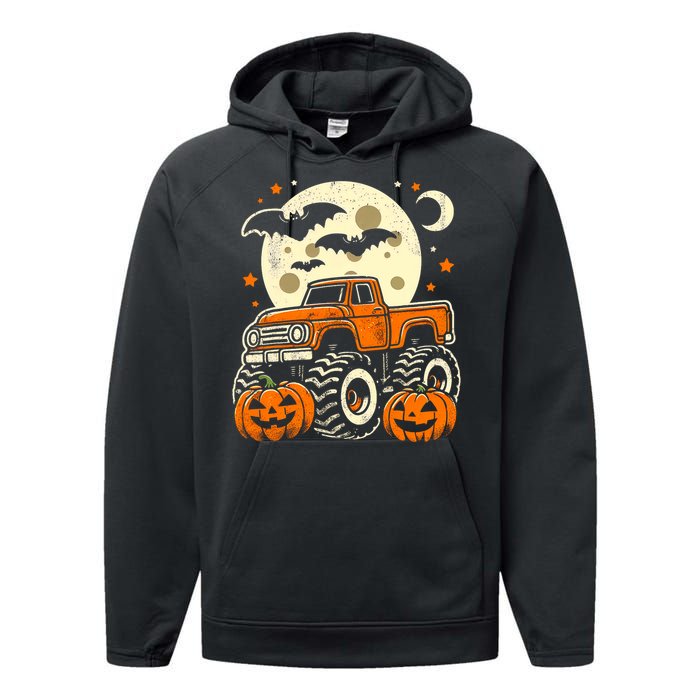 Halloween Monster Truck Pumpkin Halloween Performance Fleece Hoodie