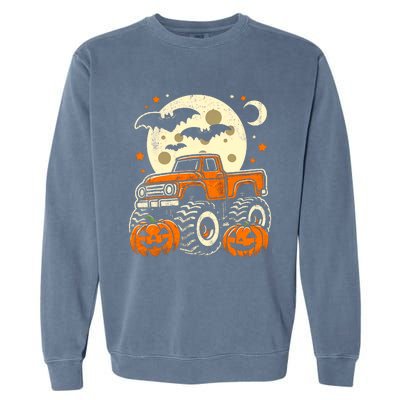 Halloween Monster Truck Pumpkin Halloween Garment-Dyed Sweatshirt