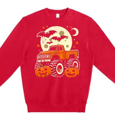 Halloween Monster Truck Pumpkin Halloween Premium Crewneck Sweatshirt