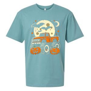 Halloween Monster Truck Pumpkin Halloween Sueded Cloud Jersey T-Shirt