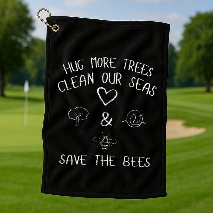Hug More Trees Clean Our Seas And Save The Bees Gift Long Sleeve Golf Towel