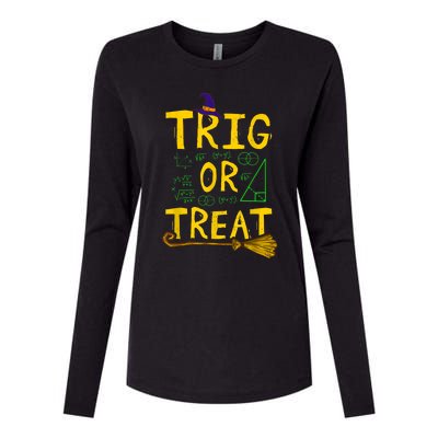 Halloween Math Teacher Trig Or Treat Student School College Womens Cotton Relaxed Long Sleeve T-Shirt