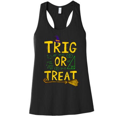 Halloween Math Teacher Trig Or Treat Student School College Women's Racerback Tank