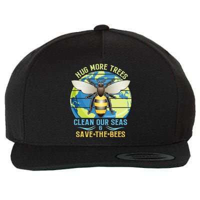 Hug More Trees Clean Our Seas Save The Bees Environtalist Gift Wool Snapback Cap