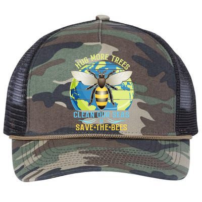 Hug More Trees Clean Our Seas Save The Bees Environtalist Gift Retro Rope Trucker Hat Cap