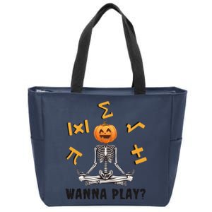 Halloween Math Teacher Funny Skeleton Wanna Play Zip Tote Bag