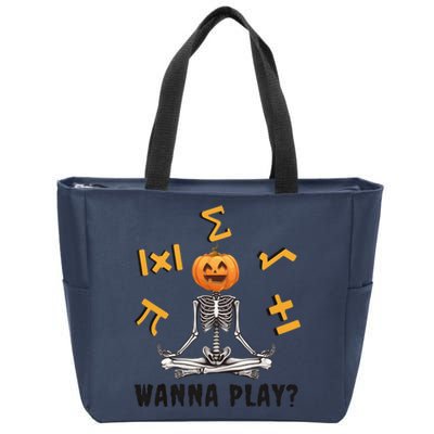 Halloween Math Teacher Funny Skeleton Wanna Play Zip Tote Bag