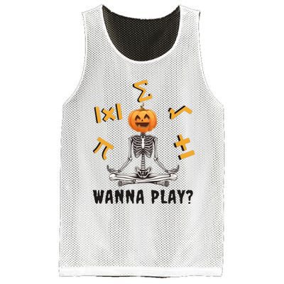 Halloween Math Teacher Funny Skeleton Wanna Play Mesh Reversible Basketball Jersey Tank