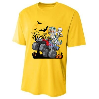 Halloween Monster Truck Pumpkin Mummy Dinosaur T Rex Performance Sprint T-Shirt