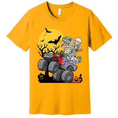 Halloween Monster Truck Pumpkin Mummy Dinosaur T Rex Premium T-Shirt