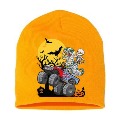 Halloween Monster Truck Pumpkin Mummy Dinosaur T Rex Short Acrylic Beanie