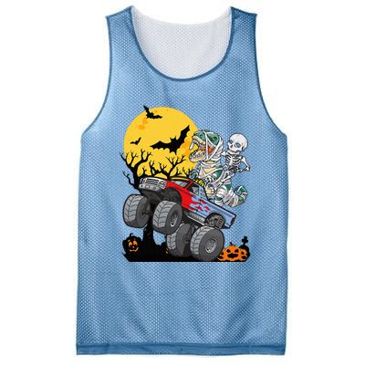 Halloween Monster Truck Pumpkin Mummy Dinosaur T Rex Mesh Reversible Basketball Jersey Tank