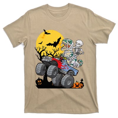 Halloween Monster Truck Pumpkin Mummy Dinosaur T Rex T-Shirt