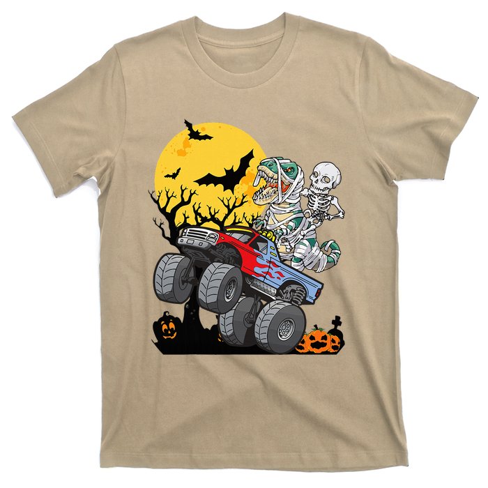 Halloween Monster Truck Pumpkin Mummy Dinosaur T Rex T-Shirt