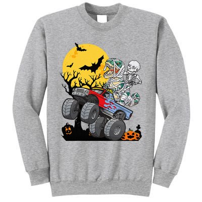 Halloween Monster Truck Pumpkin Mummy Dinosaur T Rex Sweatshirt