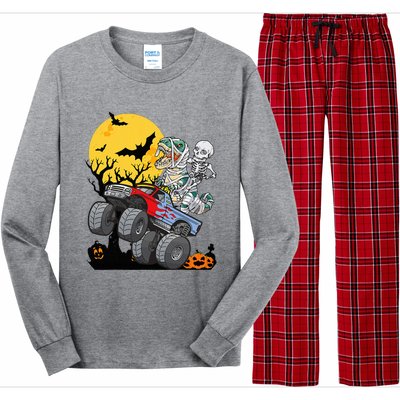 Halloween Monster Truck Pumpkin Mummy Dinosaur T Rex Long Sleeve Pajama Set