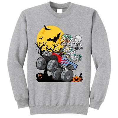 Halloween Monster Truck Pumpkin Mummy Dinosaur T Rex Tall Sweatshirt