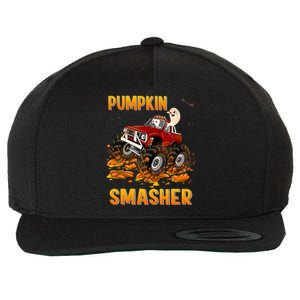 Halloween Monster Truck Pumpkin Smasher Boo Ghost Gift Gift Wool Snapback Cap