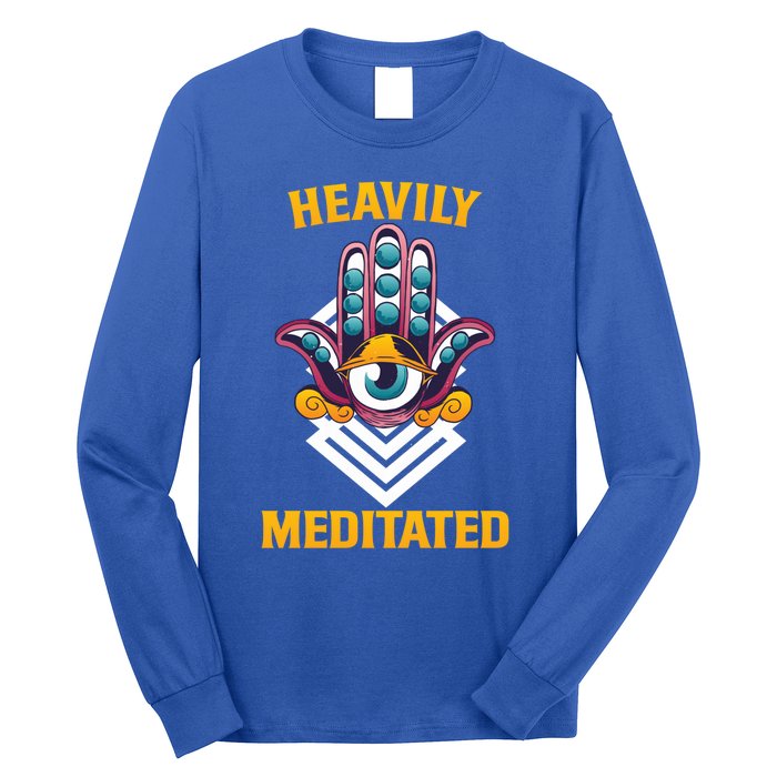 Heavily Meditated Third Eye Funny Yoga Meditation Quote Gift Long Sleeve Shirt