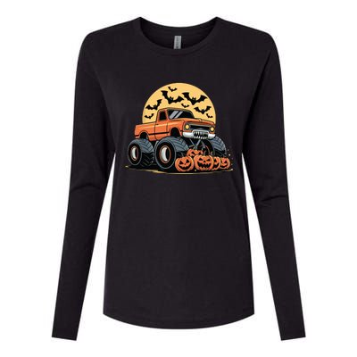 Halloween Monster Truck Pumpkins Womens Cotton Relaxed Long Sleeve T-Shirt