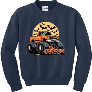 Halloween Monster Truck Pumpkins Kids Sweatshirt