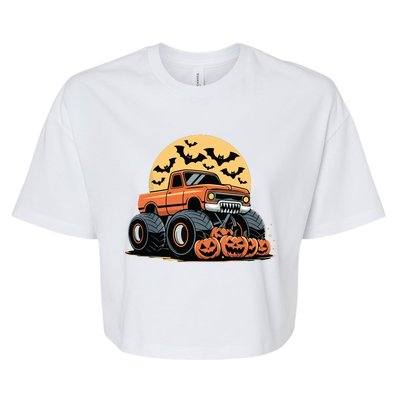 Halloween Monster Truck Pumpkins Bella+Canvas Jersey Crop Tee