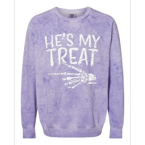 Hes My Treat Skeleton Matching Couple Halloween Colorblast Crewneck Sweatshirt