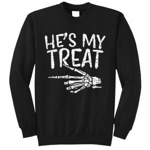 Hes My Treat Skeleton Matching Couple Halloween Sweatshirt