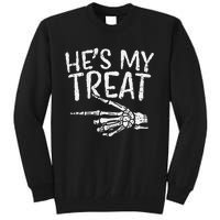 Hes My Treat Skeleton Matching Couple Halloween Tall Sweatshirt