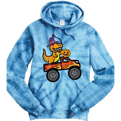 Halloween Monster Truck Dino Trex Costume Tie Dye Hoodie